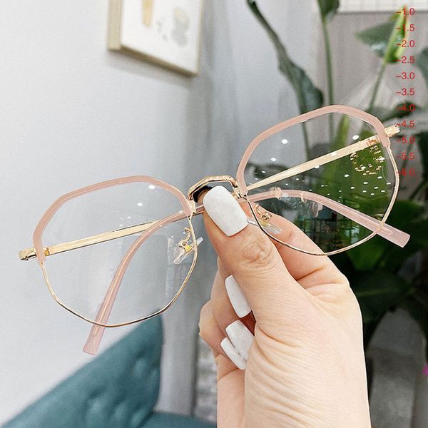 

1.0 -1.5 -2.0 to -6.0 anti-blue light women and men oversized frame myopia prescription glasses diopter, Silver