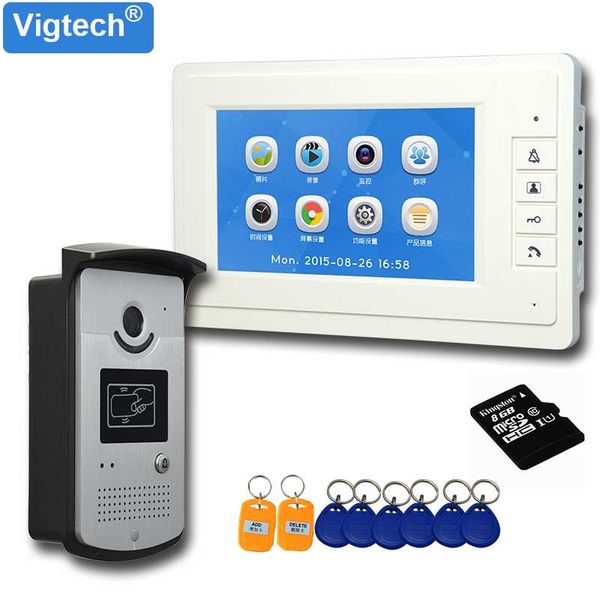 

7" video doorphone p recording function door intercom access control system infrared night vision camera with 8g tf card