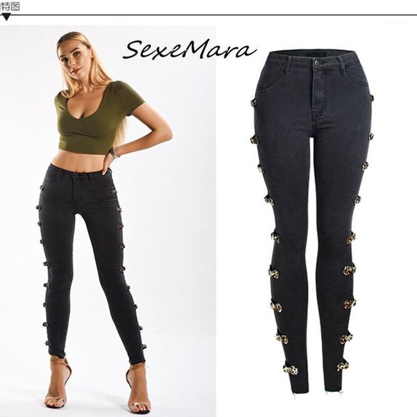 

women's jeans fashion 2021 skinny women slim leopard punk style ripped high waist for women1, Blue
