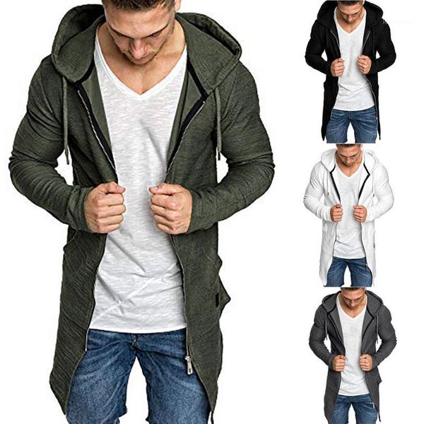 

ropa de hombre 2019 new stylish men splicing hooded solid trench coat jacket cardigan long sleeve outwear blouse dropshipping 151, Black