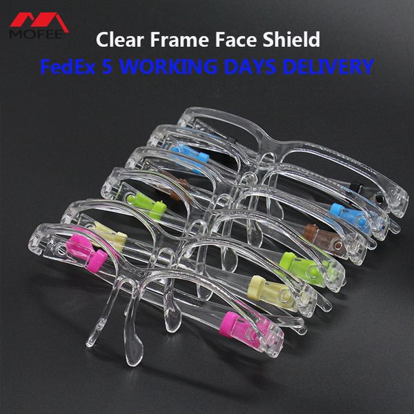 

face 6 colors pin clear frame reusable goggle visor transparent anti-fog protective face shield visor