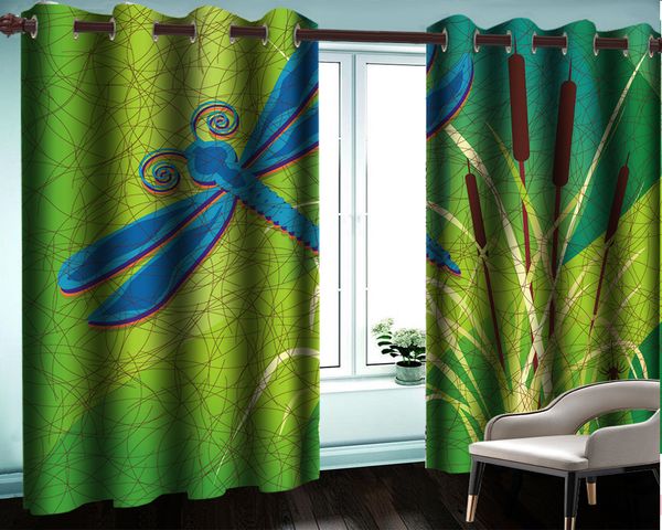 

modern beautiuful window 3d curtain green blackout curtains line flower butterfly beautiful and practical 3d digital printing curtains