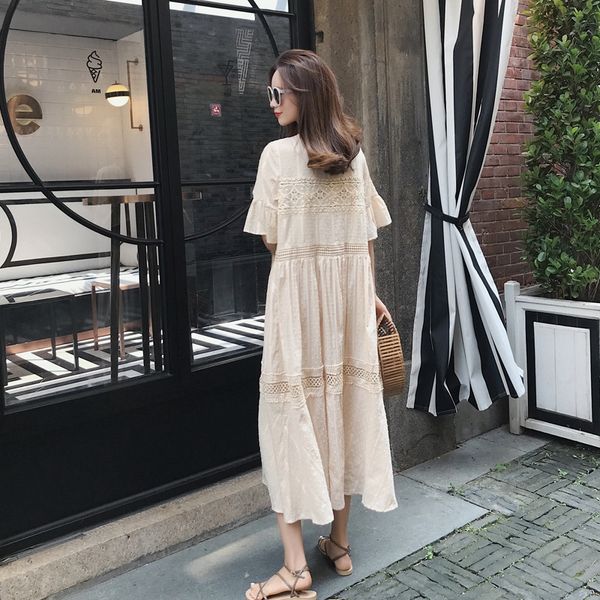 

spring and summer 2020 new lace dress dressembroidered dress stitched 3d embroidery dresskorean version can be worn with loose washed cotton, Black;gray