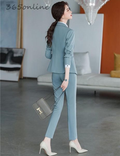 

spring autumn styles women business suits with 2 piece set pants and jackets coat ladies office professional blazers, White