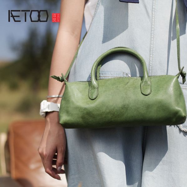 

hbp aetoo summer new art and art forest women's bag green leather retro shoulder