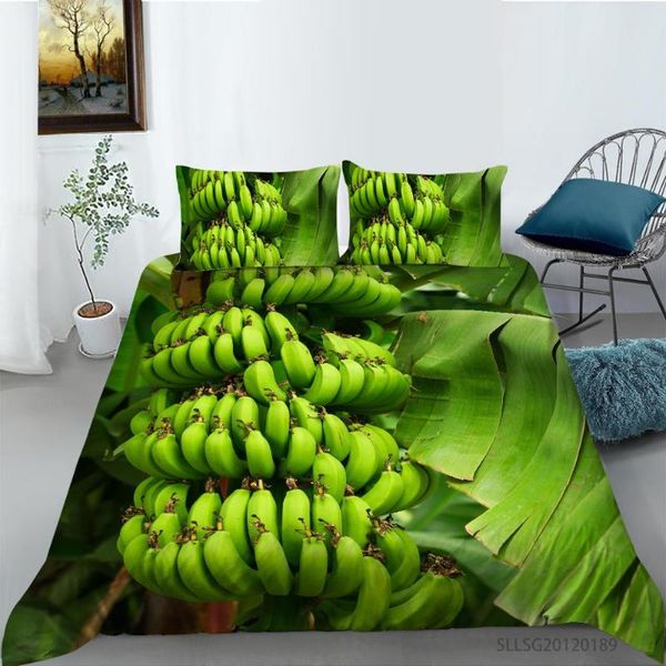 

bedding sets 3d green banana printing duvet cover set home textiles 2/3 piece girls boys bed linen