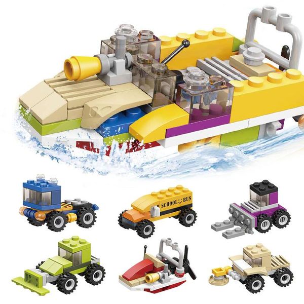 

12 in 1 car boat building block model mini car boat building block 3d model assembly building block toys decoration gifts toys ornament