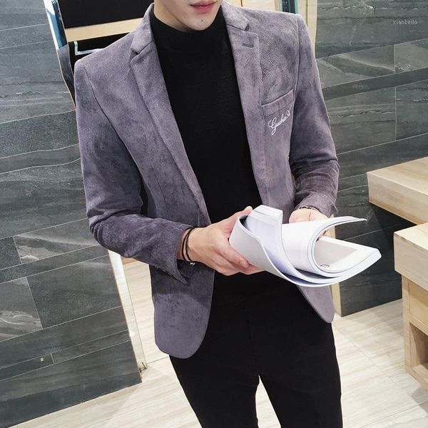 

british style business casual men corduroy suit jacket slim fit blazer wedding groom men costume party blazer1, White;black