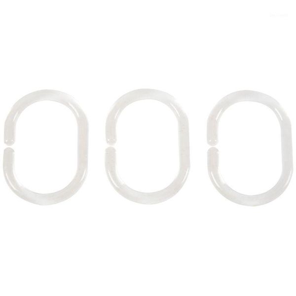 

12pcs plastic bathroom shower curtain hooks rings - clear1