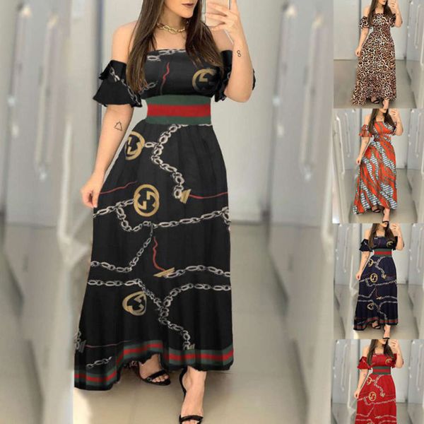 

shoulder new off q690 printed women's dress, Black;gray