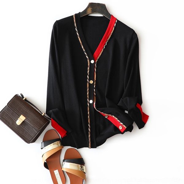 

bxjxa never get tired of single beautiful coat contrast check v-neck seeing breasted color coatlong sleeve knitted cardigan coat mdaeb, White