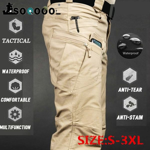 

soqoool men's camouflage overalls elastic wear-resistant multi-pocket military tactical pants outdoor jogging plus size pants 201110, Black