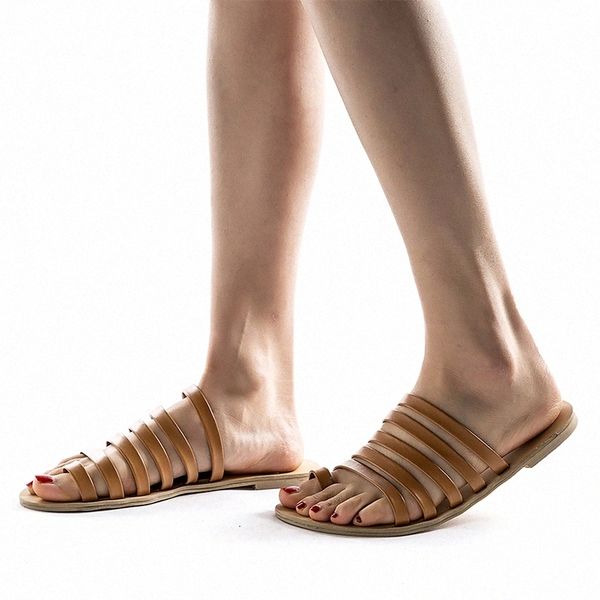 

2020 summer woman gladiator slippers women's clip toe slides ladies bling flats women fashion beach shoes plus size 43 #ap2r, Black