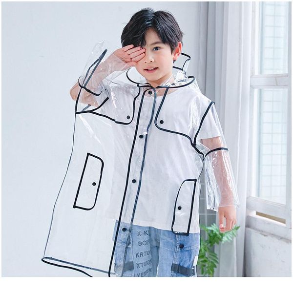 

new style 1pc fashion kids waterproof transparent long boys girls clear raincoat jacket hooded four sizes a bbybvn