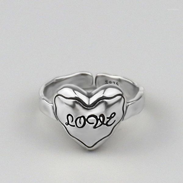 

coolkala sterling silver design simple love letter ring female style valentine's day gift1, Golden;silver