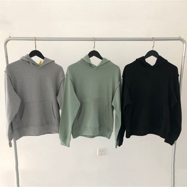 

3colors hoodie men women high street solid color pullovers black grey green