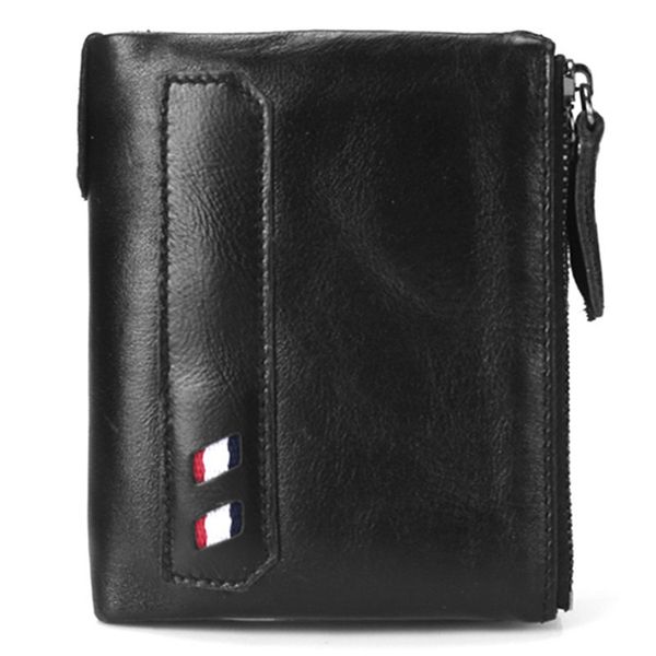 

zipper 2020 mens leather trade foreign coin clutch wallet short double bag full-grain leather wallet multi-function new purse eovem