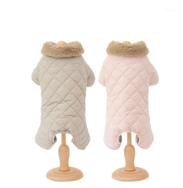 

autumn and winter four legs pet coat dog warm cotton inside pink grey colors s-xxl sizes small and medium dog overalls1