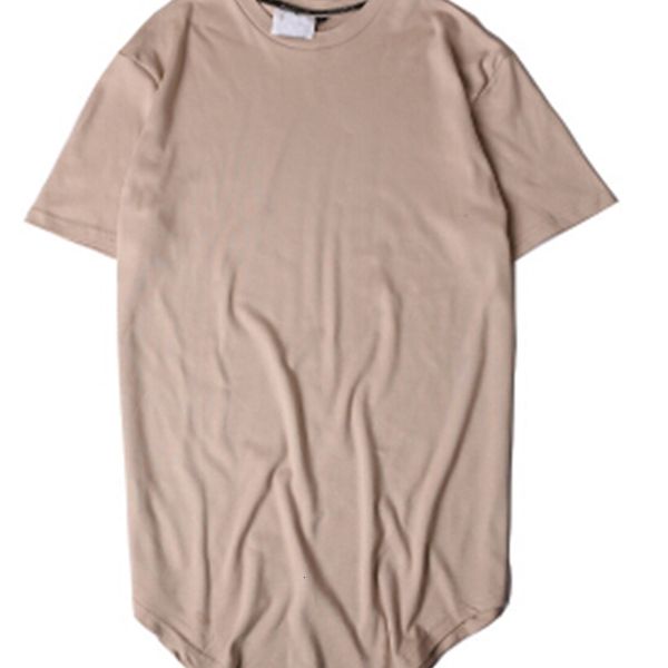 

extended hi-street solid curved hem t-shirt men longline camouflage hip hop tshirts urban kpop tee shirts male clothing 6 colors, White;black