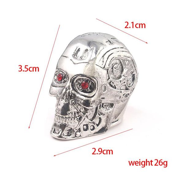 

20pcs wholesale terminator skull ring men red crystal eyes skull ring men locomotive punk style accessories wmtqmv, Bronze;silver