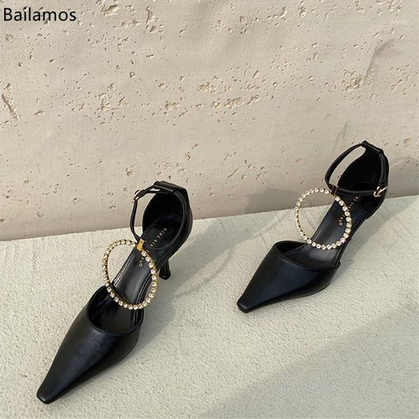 

bailamos 2021 spring summer new fashion thin high heels sandals women pumps high heels shoes for woman pointed toe ladies1, Black