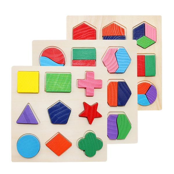 

wooden geometric shapes montessori puzzle sorting math bricks preschool learning educational game baby toddler toys gift