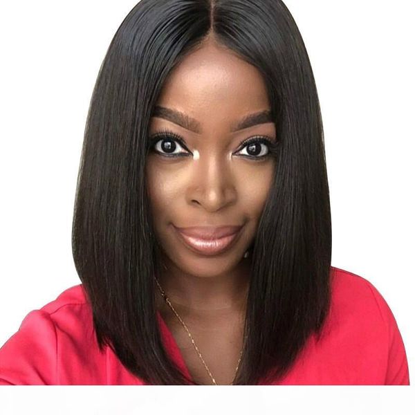 

african american lace front wigs short 13x4 remy virgin brazilian straight bob lace front wig for black women, Black;brown