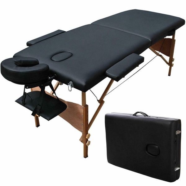 

2 pad 84 "черная складка портативный массаж стол набор лицевой спа красавица кровать с бесплатным чеком