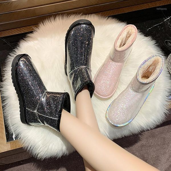 

snow boots for women boots-women flat heel winter footwear female shoes round toe 2021 ladies low ankle rubber lace-up1, Black