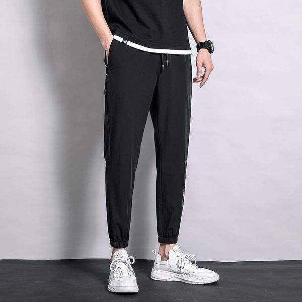 

ice silk men's thin leisure pants in spring and summer, Black