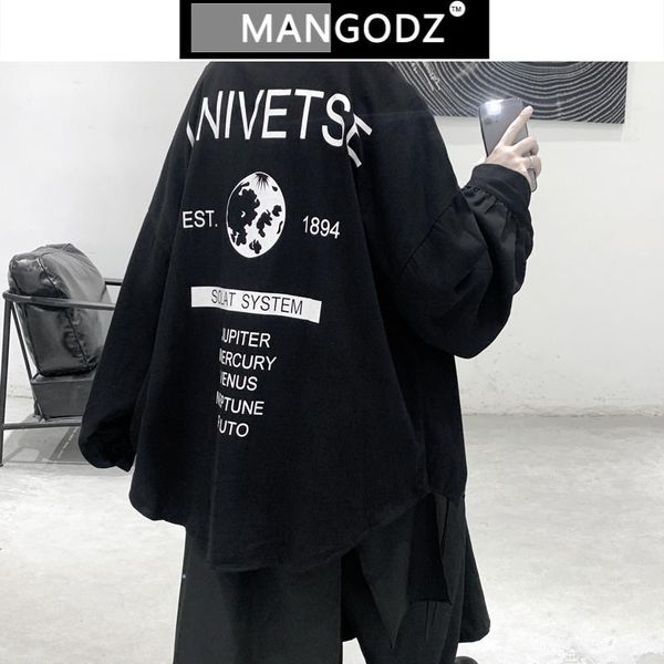 

men's casual shirts 2021 spring long sleeve for men letter print mens clothing loose vintage shirt harajuku hip hop streetwear -2xl, White;black