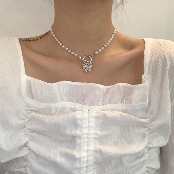 

сюфэнь женщины ожерелье перлы бабочки кулон металлические цепи diamante ожерелье choker для женщин девушки подарка, Golden;silver