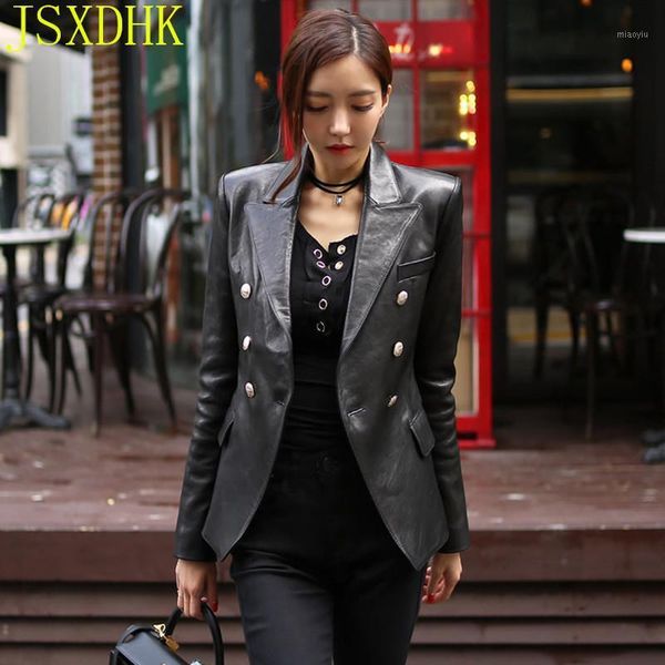 

2021 new fashion women spring autumn pu leather jacket women casual office slim soft jacket female coat basic streetwear1, Black;brown
