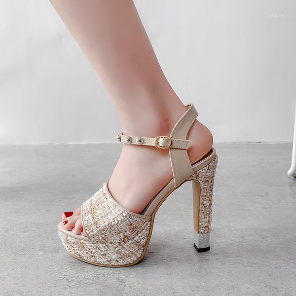 

sandals ymechic ladies party wedding summer shoes super high heels nightclub white apricot platform womens heel sandal rivet design1, Black