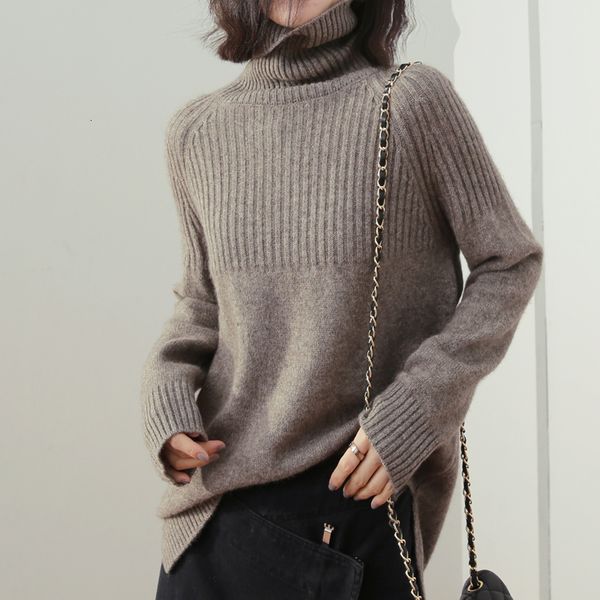 

2021 new thick warm turtleneck cashmere sweater women winter knit sweter jumper female jersey pullover pull femme hiver scco, Black;gray