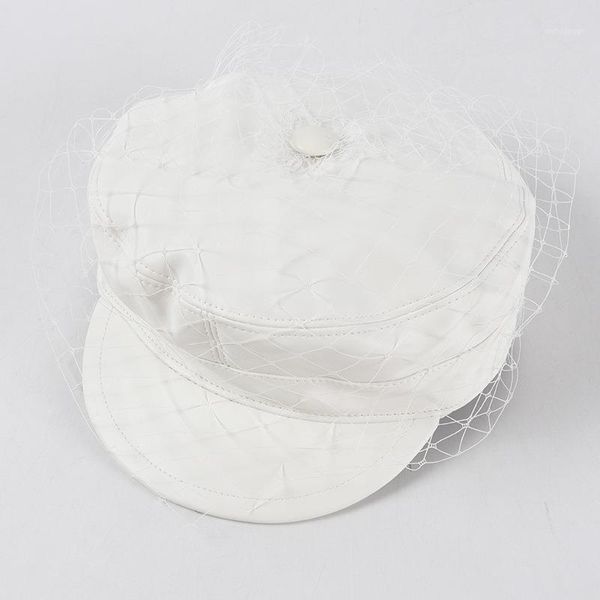

stingy brim hats fall winter fashion women solid color pu leather caps octagonal cap casual vintage sboy for casquette1, Blue;gray