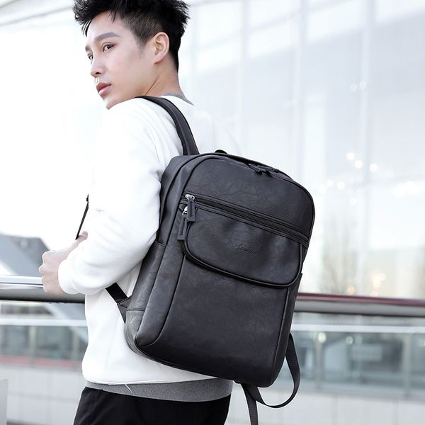 

men's pu leather shoulder backpack briefcase, computer business leisure student bag, new