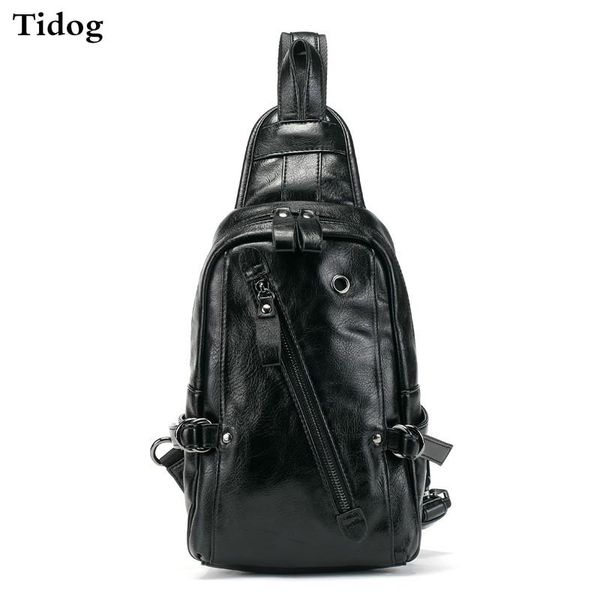 

tidog korean male fashion leather bag chest bag