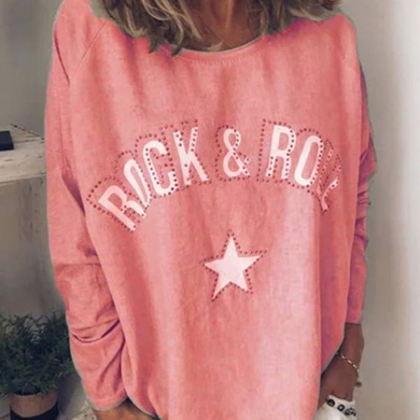

djhh7 2019 neck autumn t-shirt sweaterdiamond sweater winter women's t-shirt printed with diamond crew new long sleeve sweater sxbam, Black