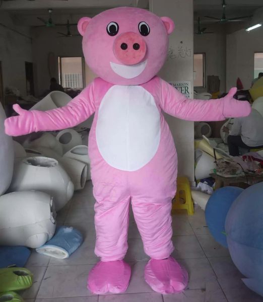 Performance Pink Pig Pig Animal Mascote Costume Halloween Natal Festa Partido Animal Cartoon Personagem Personagem Terno Adulto Mulheres Vestido Carnaval Unisex Adultos