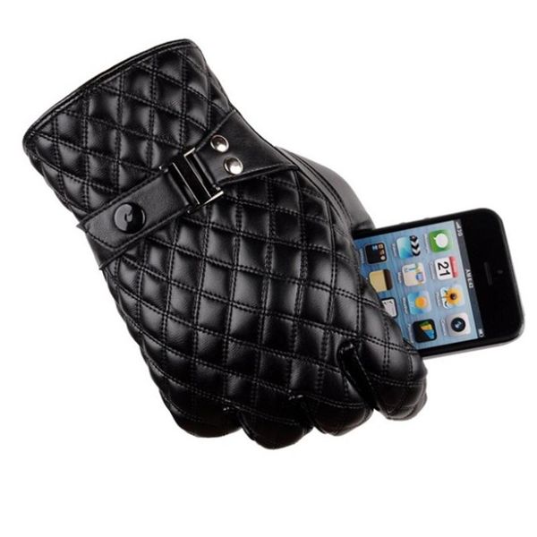 

winter pu touch screen glovesmen and women warm riding outdoor sports and leisure thick cotton gloves jlltgg, Black