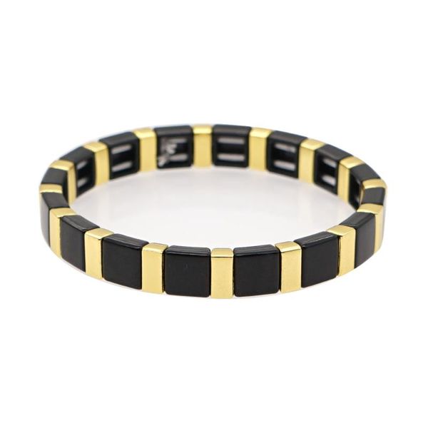 

shinus bracelet women enamel tile bead men bracelets femme pulseras black gold color jewelry gift boho friendship wristband, Golden;silver