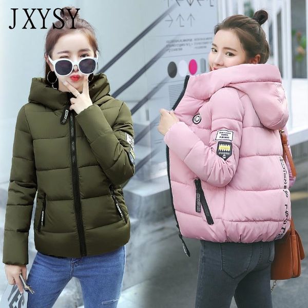 

women short parkas winter jacket 2019 slim warm hooded female coat solid plus size zipper short down parkas jacket women 200928, Black