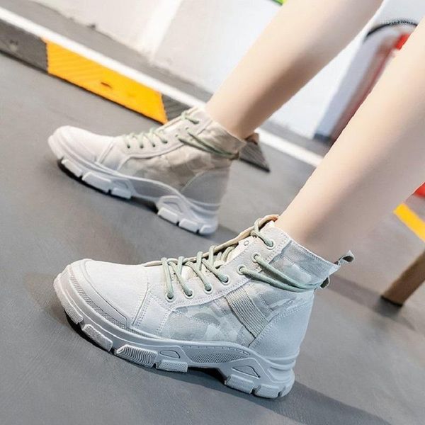 

boots women ankle autumn winter canvas lace up high short desert casual sneakers shoes 8hf41, Black