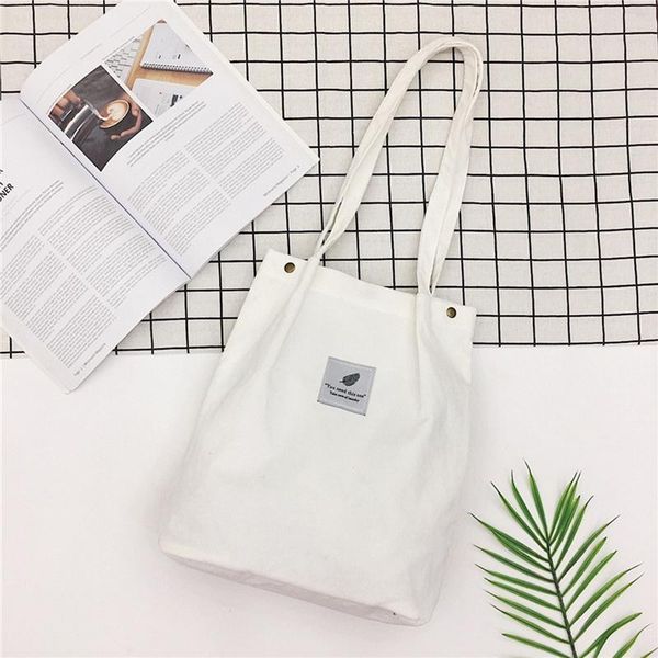 

women corduroy shopping bag female canvas shoulder bag environmental storage handbag reusable foldable canvas eco grocery totes