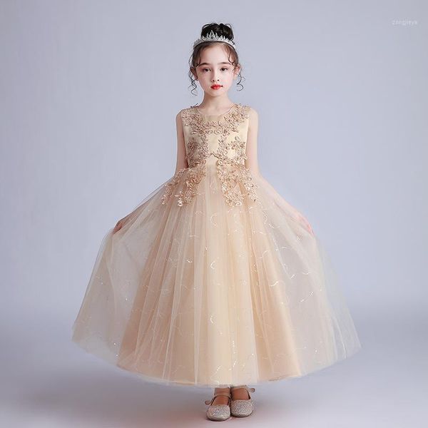

interior decorations children's long wedding dress, puffed mesh princess 3-15-year-old wear1