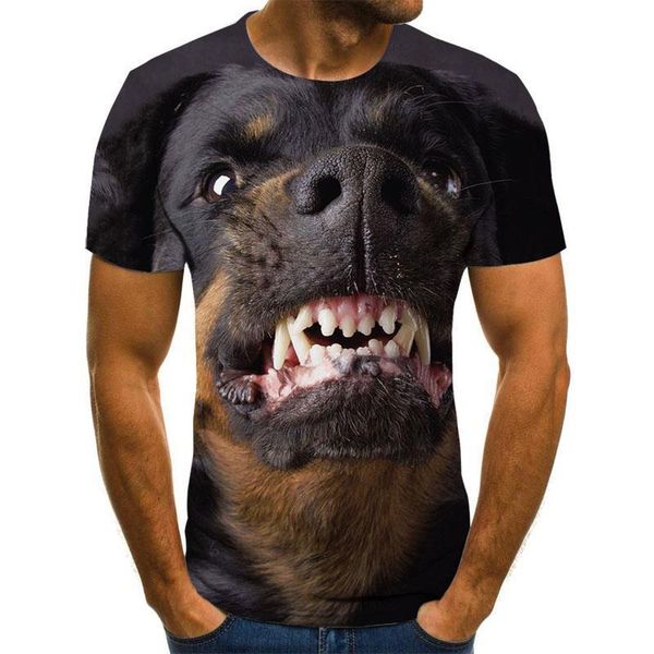 

funny dog pattern men's t-shirt men's summer casual 3dt-shirts men's o-neck shirt plus size streetwear, White;black