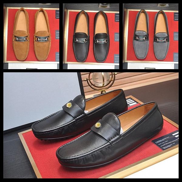 

2020 fashion leather shoes men loafers mens shoes slip on flats moccasins luxury man's shoe casual autumn boat driving lofer moccasin, Black