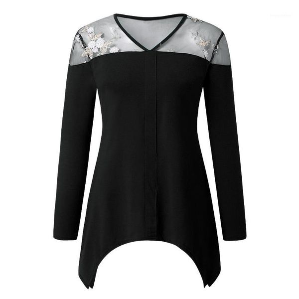 

plus size fashion lace solid blouse casual spring winter ladies v-neck tunic female women long sleeve shirt blusas pullover1, White