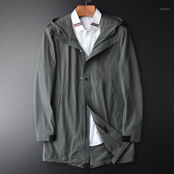 

cotton blended man jackets luxury md-long hooded mens jackets and coats spring autumn windcheater slim fit men trench 4xl1, Tan;black